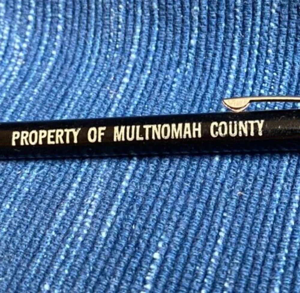 Vintage Property of Multnomah County Black Pen Advertising Oregon 971A